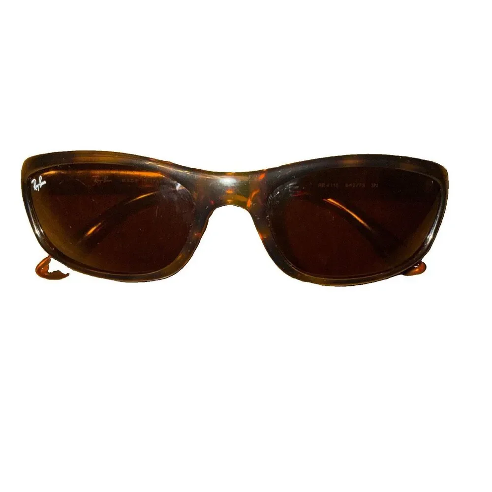 RAY-BAN RB4115 642/73 Shiny Tortoise Brown Sleek Predators Wrap Sunglasses